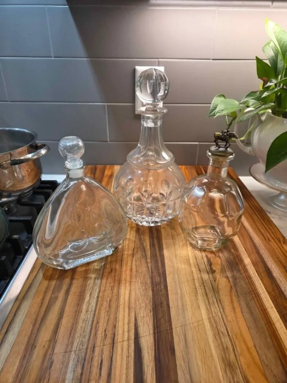 3 decanters or bottles